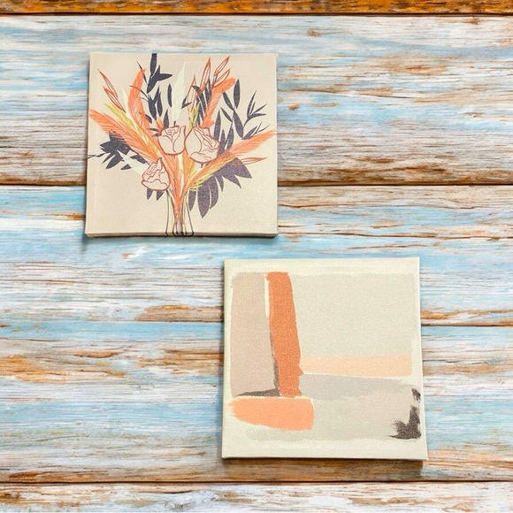 🆕 Special Memories Floral Abstract Canvas Art Set, 2 Wall Hangings - Picture 1 of 8